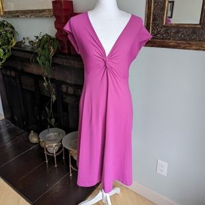 Patagonia Large Bandha Nylon Spandex Cap Sleeve Twist Neckline Fuschia Dress 164